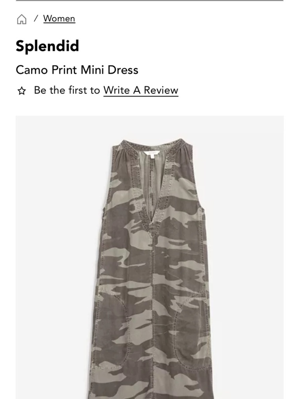 Splendid Taupe & Light Gray Camo Print Mini Dress